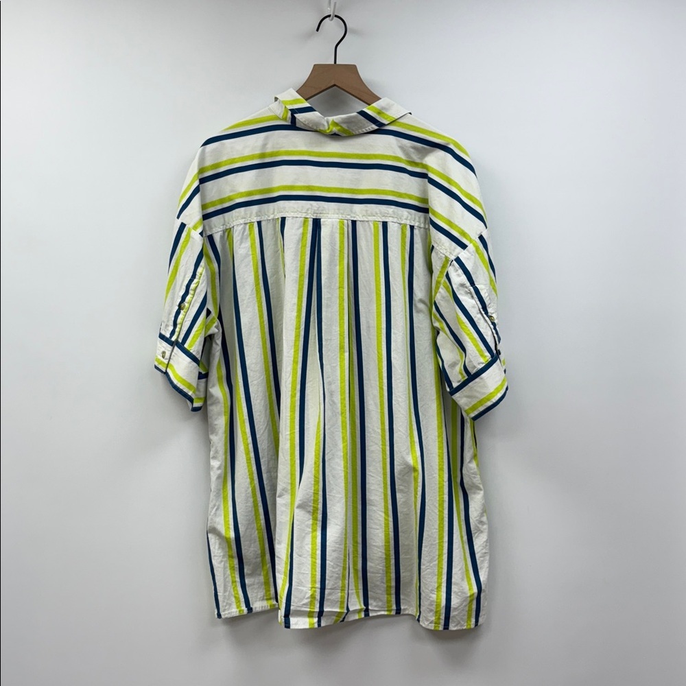 Anthropologie Boxy Striped Oversized Tunic Button Down Poplin Shirt White XL - Picture 7 of 12